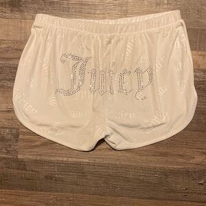 Juicy Couture White Athletic Shorts with Rhinestone Detail